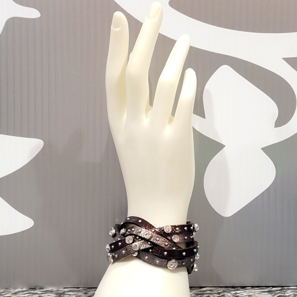 BRIGHTON RETIRED THEA HARLOW 2 BROWN METALIC, LEATHER BRACELET NWOT